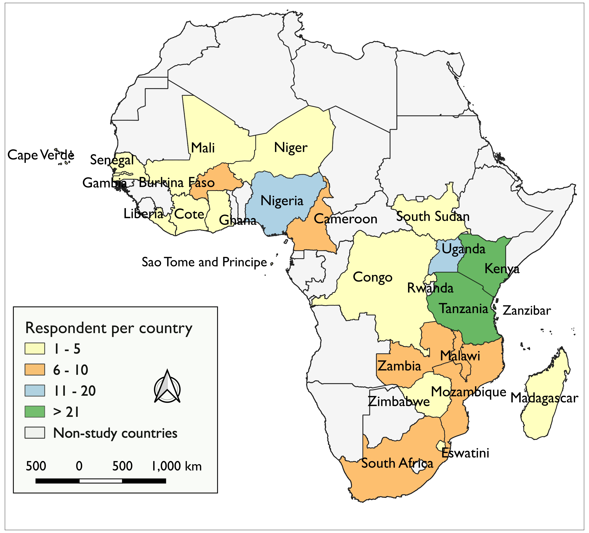 Geographic Scope Map - Respondents per Country